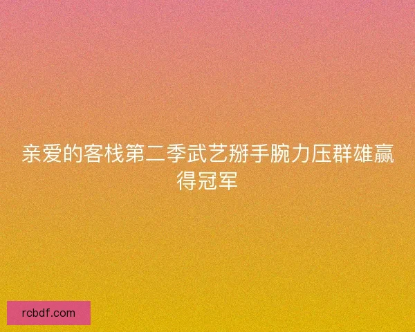 亲爱的客栈第二季武艺掰手腕力压群雄赢得冠军