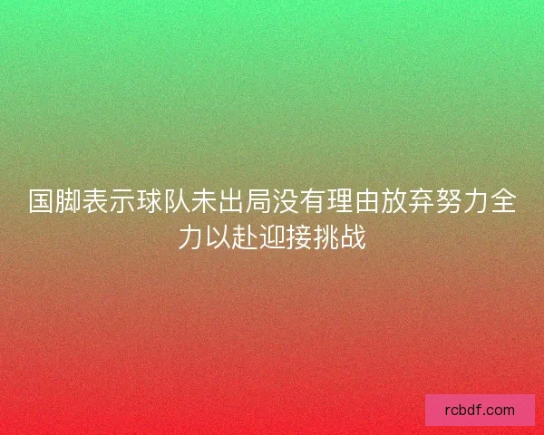 国脚表示球队未出局没有理由放弃努力全力以赴迎接挑战